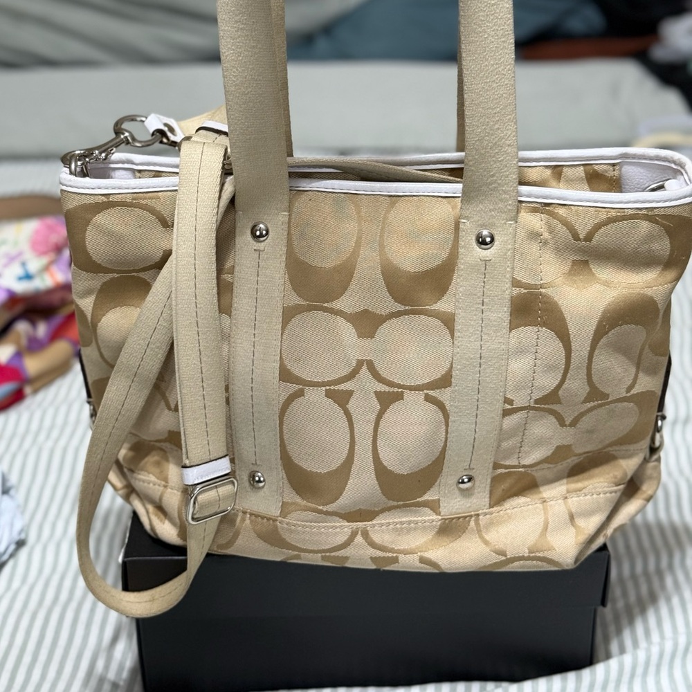 Vintage Classic Coach Tote Purse Signature Canvas